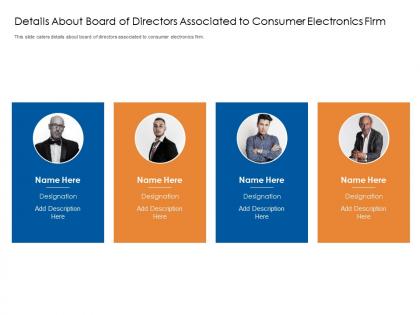 Details about board of directors associated to consumer electronics firm consumer electronics firm