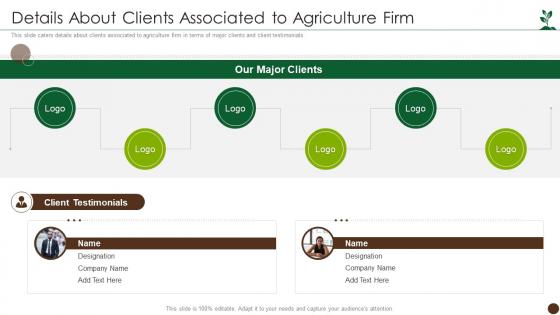Details About Clients Associated To Agriculture Firm Global Agribusiness Investor Funding Deck