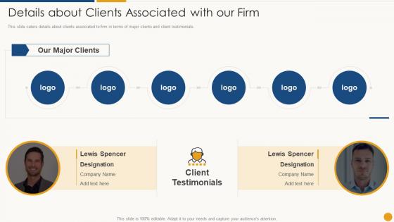 Details about clients associated with our firm services promotion sales deck