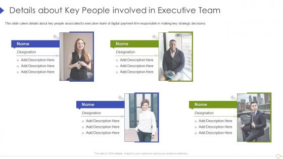 Details about key people involved in executive team digital payment firm ppt grid