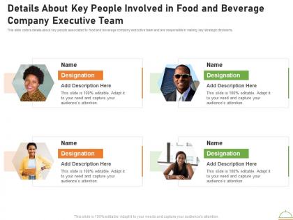 Details about key people involved in food and company executive team appetizers platform elevator