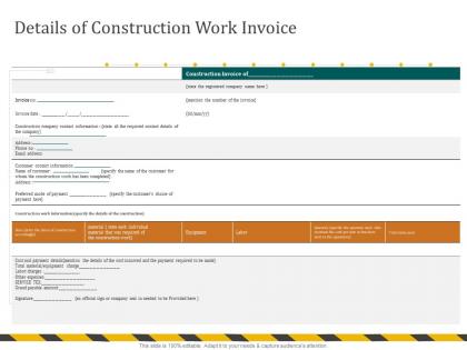 Details of construction work invoice payment here ppt powerpoint presentation icon show