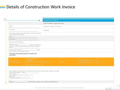 Details of construction work invoice required ppt powerpoint presentation pictures model