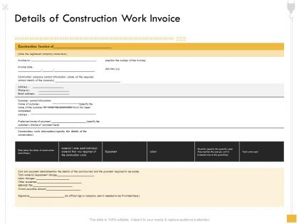 Details of construction work invoice specify ppt powerpoint presentation slides brochure