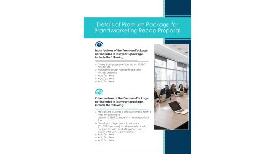 Details Of Premium Package For Brand Marketing Recap Proposal One Pager Sample Example Document
