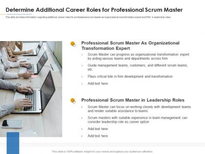 Determine additional career roles for professional scrum master career paths for psm it