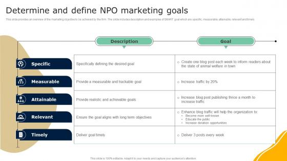 Determine And Define NPO Marketing Goals Guide To Effective Nonprofit Marketing MKT SS V