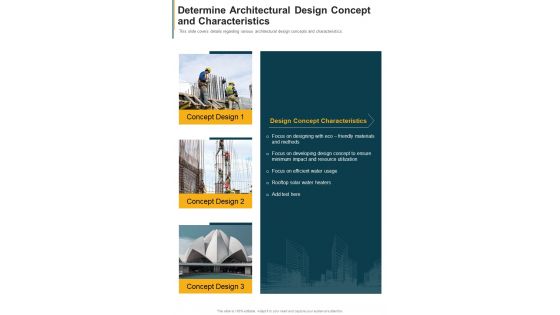 Determine Architectural Design Concept And Characteristics One Pager Sample Example Document