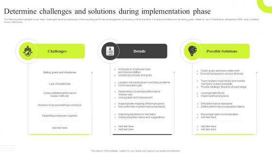Determine Challenges And Solutions During Implementation Phase Traditional VS New Performance