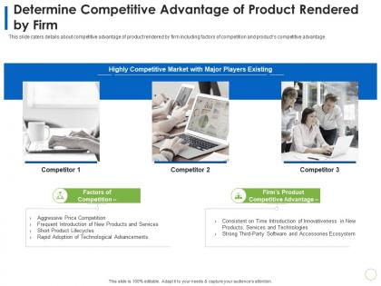 Determine competitive advantage of product rendered by firm product slide ppt show topics