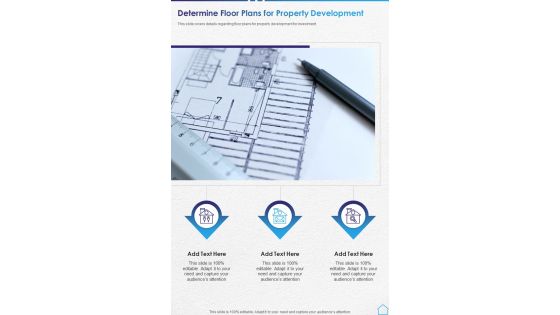 Determine Floor Plans For Property Development One Pager Sample Example Document