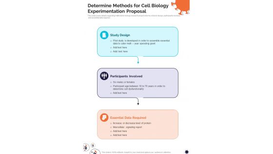 Determine Methods For Cell Biology Experimentation One Pager Sample Example Document