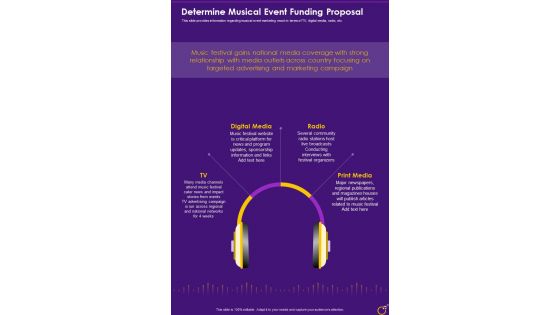 Determine Musical Event Funding Proposal One Pager Sample Example Document