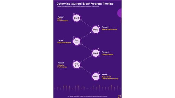 Determine Musical Event Program Timeline One Pager Sample Example Document