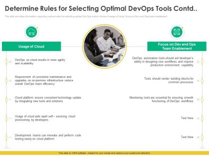 Determine rules for selecting optimal devops tools platform ppt summary shapes