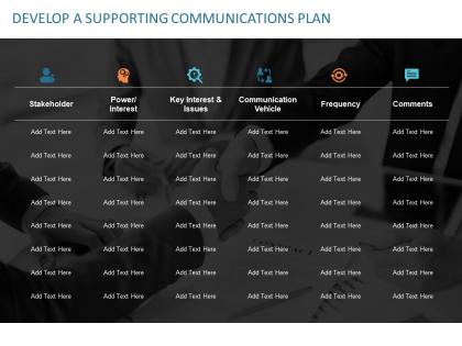 Develop a supporting communications plan ppt powerpoint presentation slides file