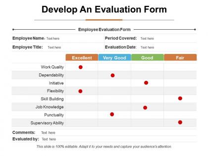 Develop an evaluation form ppt infographic template format