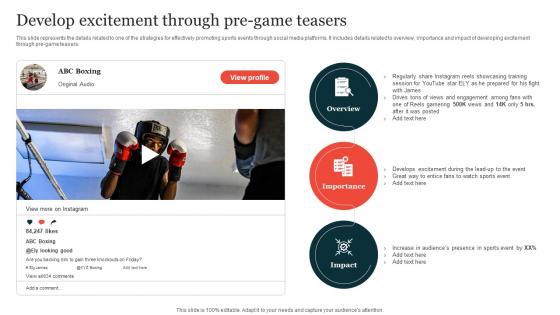 Develop Excitement Through Pre Game Teasers Guide On Implementing Sports Marketing Strategy SS V