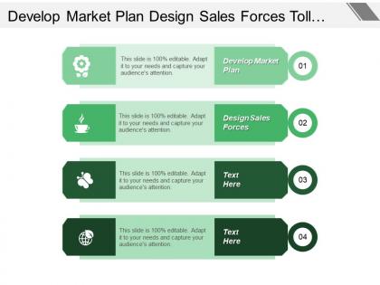 Develop market plan design sales forces toll tracking