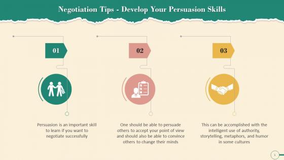 Develop Persuasion Skills As A Tip For Successful Negotiation Training Ppt