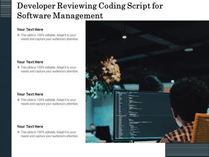 Developer reviewing coding script for software management