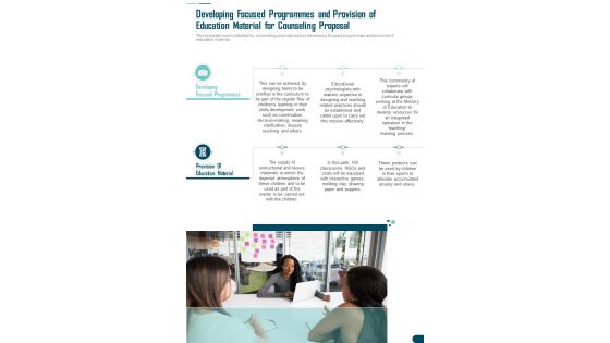 Developing Focused Programmes Counseling Proposal One Pager Sample Example Document