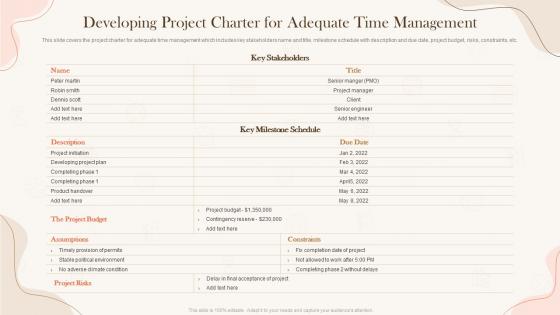 Developing Project Charter Implementing Project Time Management Strategies