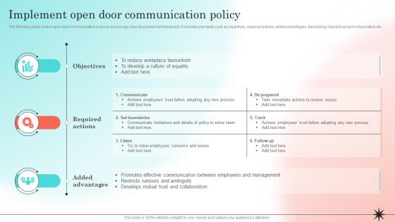 Developing Strategic Employee Engagement Implement Open Door Communication Policy