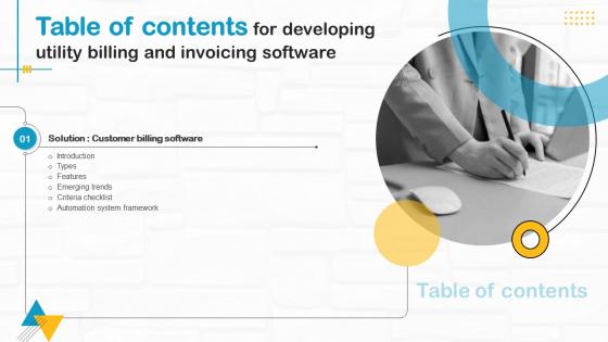 Developing Utility Billing And Invoicing Software For Table Of Contents
