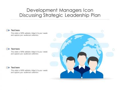 Development managers icon discussing strategic leadership plan