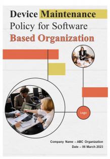 Device Maintenance Policy For Software Based Organization HB V