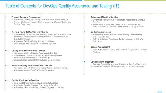 Devops quality assurance and testing it table of contents for devops quality assurance and testing it