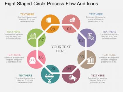 Df eight staged circle process flow and icons flat powerpoint design