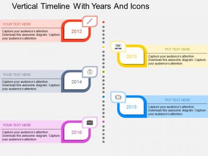 Dg vertical timeline with years and icons flat powerpoint design