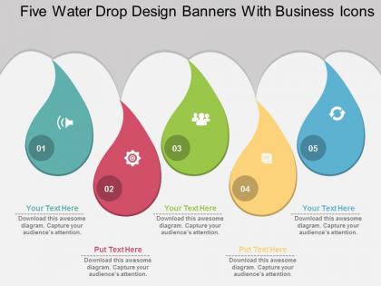 Dh five water drop design banners with business icons flat powerpoint design