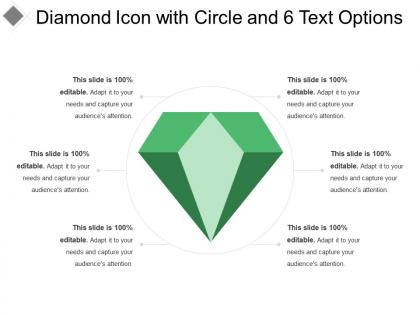 Diamond icon with circle and 6 text options