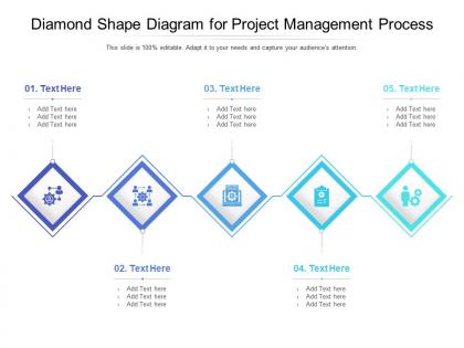 Diamond shape diagram for project management process infographic template