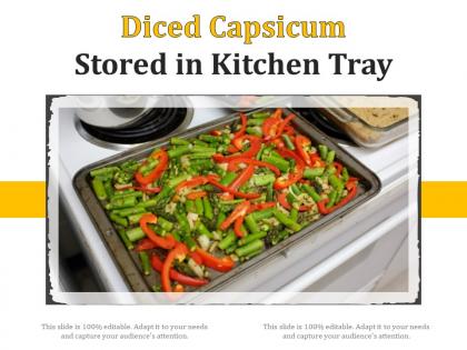 Diced capsicum stored in kitchen tray
