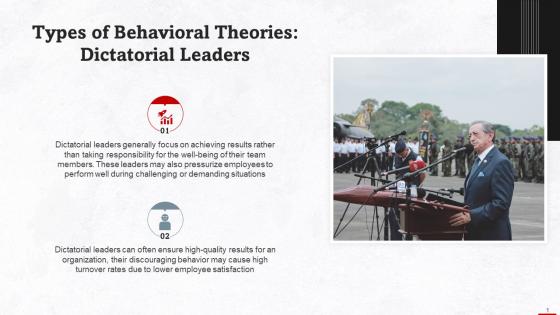 Dictatorial Leaders As Type Of Behavioral Theory Training Ppt