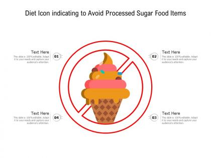 Diet icon indicating to avoid processed sugar food items