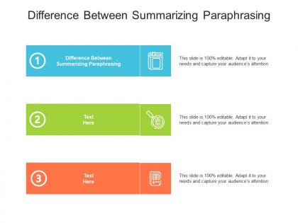 Difference between summarizing paraphrasing ppt powerpoint presentation pictures shapes cpb