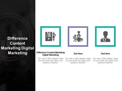 Difference content marketing digital marketing ppt powerpoint presentation layouts guidelines cpb