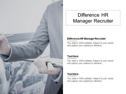Difference hr manager recruiter ppt powerpoint presentation gallery example cpb