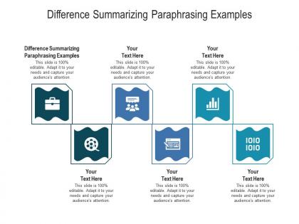 Difference summarizing paraphrasing examples ppt powerpoint presentation styles rules cpb