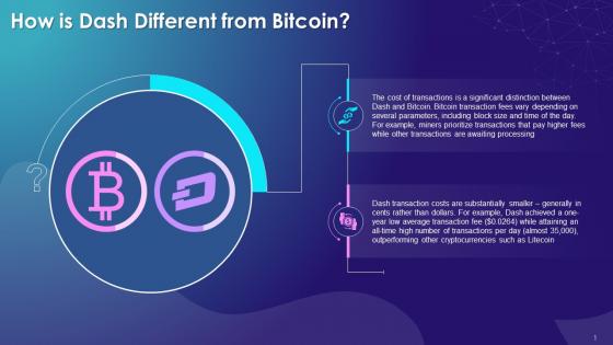 Differences Between Bitcoin And Dash Training Ppt