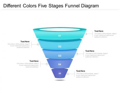 Different colors five stages funnel diagram