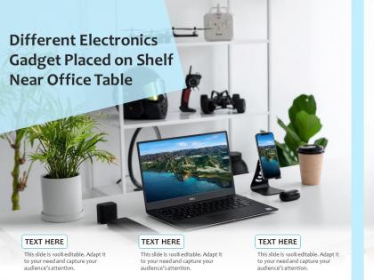 Different electronics gadget placed on shelf near office table