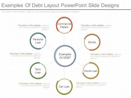 Different examples of debt layout powerpoint slide designs