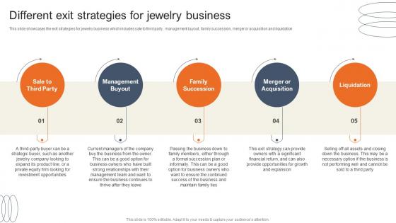 Different Exit Strategies For Jewelry Business Accessories Business Plan BP SS
