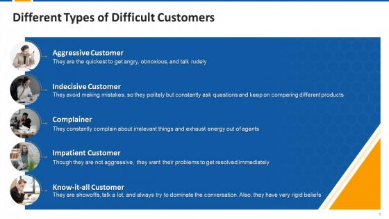 Different Types Of Difficult Customers Edu Ppt